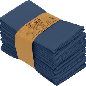 Ruvanti Cloth Napkins Set of 12, 18x18 Inches Napkins Cloth Washable, Soft, Durable, Absorbent, Cotton Blend. Table Dinner Napkins Cloth for Hotel, Lunch, Restaurant, Weddings, Parties -Ocean Blue