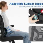 TRALT Ergonomic Office Chair - Desk Chair with justable Lumbar Support Computer Chair - Mesh Comfy Chair with Flip-up Armrests - Gaming Chairs for ults Home Office (Leather, Black)