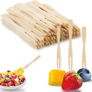 400PCS 3.5 Inch Appetizer Forks, Mini Forks, Mini Forks For Appetizers, Disposable Bamboo Forks Can Be Used For Desserts, Sandwiches, Burgers, Sals, Buffets, Drinks, Vegetables And More