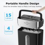 Bonsen 10-Sheet Cross Cut Paper Shredder for Home Office, P-4, Portable Handle, 4 Gallons Bin, Paper and Credit Card Shredder, Black (S3201 New Version)