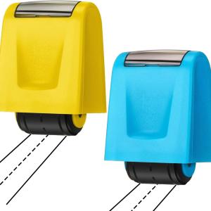 Sherr 2 Pcs Roller Stamps for Teacher Classroom Must Haves Dashed Line Handwriting Stamp Roller Back to School Gift for Kid Preschool Kindergarten Education(2.72 x 2.44 x 1.54 Inch,Yellow, Blue)