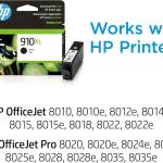 HP 910XL Black High-Yield Ink Cartridge | Works with OfficeJet 8010, 8020 Series, OfficeJet Pro 8020, 8030 Series | Eligible for Instant Ink | 3YL65AN