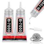 2 PCS 110ml B7000 Glue Clear with Precision Tip, Rhinestone Glue for Nail, B-7000 Glues for Craft Glues, Jewelry Making, Nail Art, DIY, Makeup, Shoes