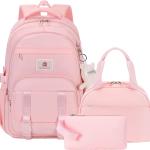 Hidds School Backpack for Teens Girls Women 3 PCS Kids Bookbag Set with Lunch Box College Laptop Backpacks Travel Daypack Bag