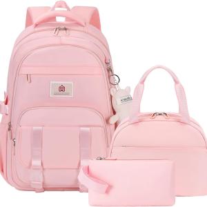 Hidds School Backpack for Teens Girls Women 3 PCS Kids Bookbag Set with Lunch Box College Laptop Backpacks Travel Daypack Bag