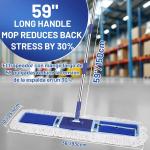 36" Commercial Dust Mop: Dry Dust Broom for Hardwood Floors Cleaning - 2 Reausable Mop Ps 59" Long Handle Heavy Duty Frame - Professional Cleaning Supplies for Hotel Warehouse School Janitor