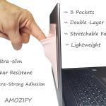 3-Pocket Organizer, mouse holder for laptop stick on – external hard drive sleeve for MacBook, laptop mouse holder (Pink)