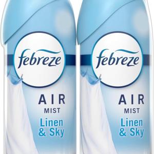 Febreze Air Mist Air Freshener Spray, Odor-Fighting Room Spray, Air Fresheners for Home and Bathroom and Kitchen, Aerosol Can, Linen & Sky Scent, 8.8oz, 2 Count