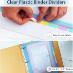 16Pcs/2 Set 8 Tab Dividers, Clear Plastic Binder Dividers with Tabs, for 3 Ring Binder, Letter Size, Multicolor