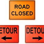 Marsui 3 Pcs Ro Sign Kit Include 10” x 14” Right and Left Arrow Detour 12” x 16” Ro Closed Sign for Construction Area Caution Danger Safety Security Warning Notice Traffic and Parking