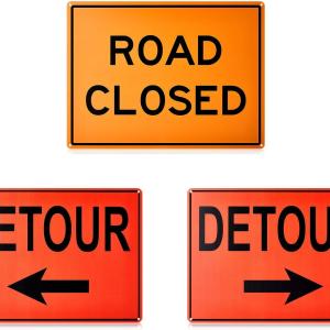 Marsui 3 Pcs Ro Sign Kit Include 10” x 14” Right and Left Arrow Detour 12” x 16” Ro Closed Sign for Construction Area Caution Danger Safety Security Warning Notice Traffic and Parking