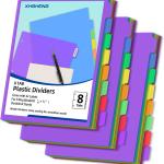 24PCS/3 Set 3-Ring Binder Dividers with Tabs,8 Tab Plastic File Dividers,Binder Separators with tabs for Office/School Supplies