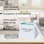 Farmhouse Dishwasher Pods Container with Lid – Metal Dishwasher Pod Holder for Kitchen Organization, Dish Pods Storage Box Holds Over 100 Pacs