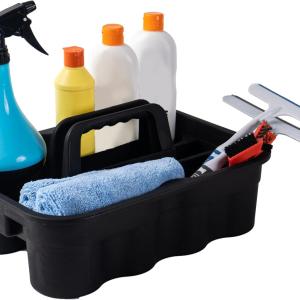 Matthew Large Plastic Tote Tool & Deluxe Supply Cleaning Cdy with Handle Portable Shower Basket Storage Cdy for Cleaning Products Organizer,Take-Out Coffee/Soft Drink,Bath Multi Use - Black