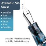 Conklin Mark Twain Crescent Filler Fountain Pen - Blue Array with Chrome Trim - Fine Nib - Luxury Writing Instrument