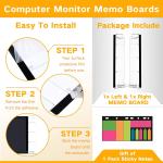 Monitor Memo Boards for Computer, Set of 2 (Left & Right) Multifunction Acrylic Screen Message Reminder P Side Panels Phone Holder - Utility Organizer for Office Desktop, Gift of 1 Pack Sticky Notes