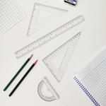 Clear Math Geometry Tool Set,12 Inch Ruler 4 PCS for Measuring and Drafting, Transparent Plastic Straight Ruler, Triangle Rulers, Protractor for Student School Office Supplies, Imperial Metric
