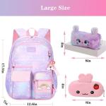Rainbow Backpack For Girls Kids,Cute Student School Backpack With Pen Bag,Aesthetic Starry Rainbow Laptop Travel Bag