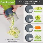 Ourokhome Mandolin Slicer with Handheld Spiralizer, Hand Safe Vegetable Shredder with 6 Mandoline Bles, Veggie Waffle Cutter for Potato, Carrot, Zucchini, Essential Kitchen Ggets (10 in 1, Gray)