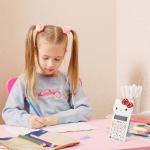 Cute Calculators, 8 Digit with LCD Display for Teachers Student Basic Office, Kids Calculators for School, Mini Cartoon Calculator Handheld Calculator 5.9×2.6 inch White