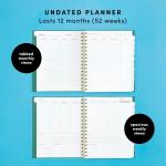 PAPERAGE Undated 12 Month Weekly & Monthly Planner with Durable Cover & Spiral Binding, 7.5 in x 9 in, Productivity Planner with Note Pages, Goals & Budget Trackers, Stickers & Bookmark (Black)