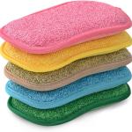 Multipurpose Kitchen Scrub Sponges, Heavy Duty Cleaning Non-Scratch Scrub Sponge, Reusable Microfiber Sponge for Household Cleaning, Random Colors (Multicolour)