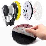 5 Pack Interface Ps, 6 Inch 25 Holes Hook and Loop Soft Density Sponge Cushion Buffer Backing P, Foam Sanding Interface Ps for Orbital Sander Automotive Woodworking Polishing