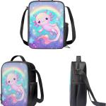Showudesigns Galaxy Axolotl Backpack for School Aesthetic Kindergarten Elementary Middle School Bag with Lunch Box Pencil Case for Kids Rucksack Cute Animal Rainbow Star