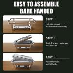 4 Pack Chafing Dishes Buffet Set 9QT, Food Warmer for Parties Buffet, 4 Full Size Chafing Pans, Chafers and Buffets Warmers Sets for Parties, Catering Supplies, Banquets, Weddings