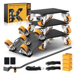 KYX Furniture Dolly, Furniture Movers with 5 Wheels,Carbon Steel Panel Heavy Duty Dolly, Furniture Lifter with 360° Rotatable Silent Rubber Universal Wheels, Max Lo 4000LBS(6.9x6.9 in)