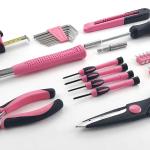 Apollo Tools Original 39 Piece General Household Tool Set in Toolbox Storage Case with Essential Hand Tools for Everyday Home Repairs, DIY and Crafts - Pink Ribbon - Pink - DT9706P