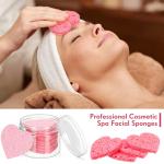 Nuenen 60 Pieces Facial Sponges with Container, Heart Shape Compressed Face Sponges Natural Cleaning Ps for Washing Face Cleaning Exfoliating Esthetician Makeup Removal(Pink)
