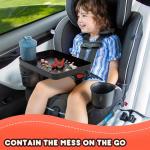 SEVEN SPARTA Car Seat Tray for Kids Toddler Travel with Soft Rubber Base, Rotatable and Removable Cup Holder Snack Tray for Food Color and Play for Family Ro Trip Essentials (1, Standard Base)
