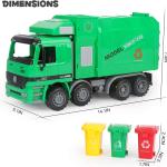 Liberty Imports Kids 14" Garbage Truck Toy, Large Friction Powered Sanitation Waste Management Truck Play Vehicle with Side Loing and Back Dump