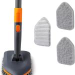 Tile Tub Scrubber Brush with 3 Different Function Cleaning Hes and 56" Extendable Long Handle-No Scratch Shower Scrubber for Cleaning Bathroom Kitchen Toilet Wall,Bathtub,Sink,Grey