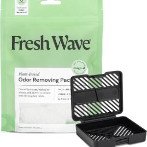 Fresh Wave Original Odor Eliminating & Deodorizing Packs - Bag of 6 & Fresh Pod Case - Safer Odor Relief for Small Spaces, Natural Plant-Based Odor Eliminator, Odor Absorbers for Home