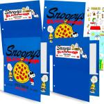 Peanuts Snoopy School Folders - 4 Pack Laminated Plastic Folders with Stickers & Door Hanger