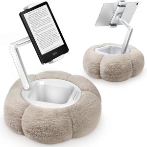 CreaDream Pumpkin Tablet Pillow Stand Holder for Kindle iP, justable Phone Pillow Stand for Lap Bed with Detachable Snack Bowl, Compatible with 4.7"-13" Tablet, iP, iPhone, Samsung Tabs, Kindle
