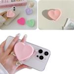 2PCS Heart-Shaped Silicone Mobile Phone Grip Stand,Vilbocr Collapsible Cellphone Finger Grip Holder for Smartphone Tablet Cell Phone Accessory (Pink)