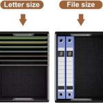 Huolewa Faux Leather File Organizer Box with Lid, Collapsible Hanging File Folder Box Organizer with Plastic Slides, Decorative Home/Office Filing System Boxes for File and Folder Storage