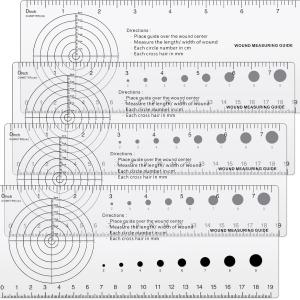 Geiserailie 4 Pcs Medical Ruler with Wound Measuring and Pupil Gauge Wound Measurement Tools for Nurses Wound Measuring Guide for Nurses Body Wound Care