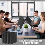 Henoyso 4 Pcs Legal Size Durable 3 Ring 1 Black Binder for 8.5 x 14 Paper Hold up to 175 Sheets Round Ring Binders for Artwork Blueprints, Office, Home, Work Places