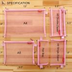 Pendancy Mesh Zipper Pouch 5pcs Lightweight Nylon File Folders Document Organizer Cosmetic Bags Accessories Storage for Travel and Office Supplies(Pink, A4 A5 A6)