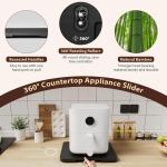 GuanQiao 360° Rotation Appliance Slider for Coffee Maker & Heavy Kitchen Appliance, Bamboo Rolling Tray for Kitchen Counter, Sliding Tray with Premium Wheels (Black, 15.7"×13")