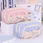 Large Pencil Pouch Big Pencil Case Big Capacity Aesthetic Pen Cosmetic Bag Pen Stationery Organizer Simple, College Office Home Travel Storage Bag (Blue)