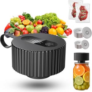 Electric Mason Jar Vacuum Sealer Kit for Mason Jars, Bags, Containers, Upgred 3-in-1 Jar Vacuum Sealer Machine for Mason Jars with Wide and Regular Mouth Canning Jar