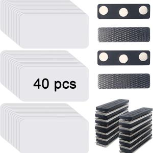 40 pcs Sublimation Name Tags Blank Name Tag Magnetic Name Tags with Magnetic Backing Locker White Round Corners, 1.5 x 3 Inch Metallic Aluminium Name Bges for Personalized Office School Supplies