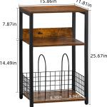 LELELINKY 3 Tier End Table,Record Player Stand with Storage Up to 100 Albums,Turntable Stand for Vinyl,Brown Records Shelf for Living Room Bedroom