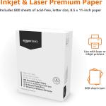 Basics Multipurpose Copy Printer Paper, 8.5 x 11 Inches , 24 lb, 1 Mega Ream, (800 Sheets), 97 Bright, White