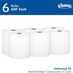 Kleenex Professional Universal Hard Roll Paper Towels, Bulk (50606), Hardwound 1.75" Core, Premium Absorbency Pockets, White (6 Rolls at 600' Each, 3,600'/Case)